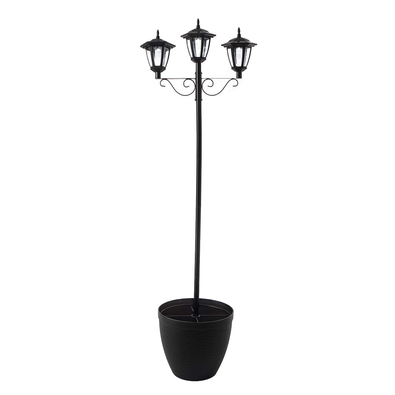 Glitzhome® 6ft. Solar Three Head Street Light with Planter Pot